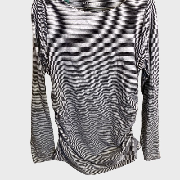 SOFT SURROUNDINGS Josephine Ruched Striped Boatneck Long Sleeve Tee Medium - Picture 3 of 7